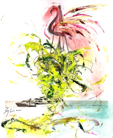 Pola-painting 52,8x64,2cm - Impression du Sud - Flamingo
